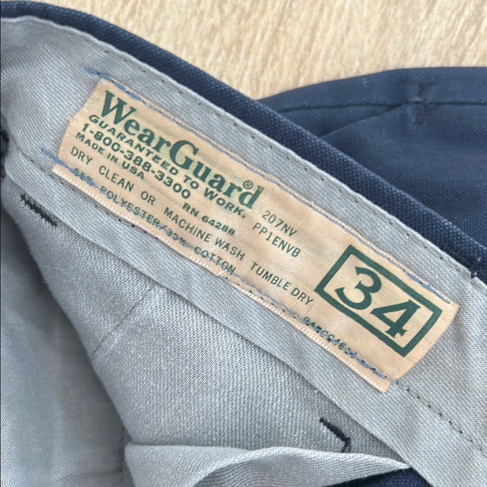 Navy Chinos Straight Leg Durable Work Pants - Picture 5 of 6